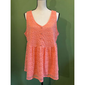 Women's Torrid Coral Lace Peplum Blouse Plus Size 2X